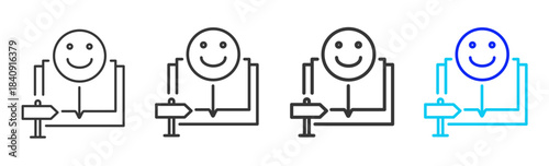 Welcome Guide icon set in creative outline style for business featuring multiple thickness variations suitable for modern office toolkit and pro visual identity design