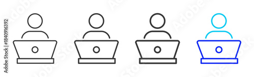 digital orientation icon set in creative outline style for business featuring multiple thickness variations suitable for modern office toolkit and pro visual identity design