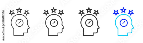 experience rating icon set in creative outline style for business featuring multiple thickness variations suitable for modern office toolkit and pro visual identity design