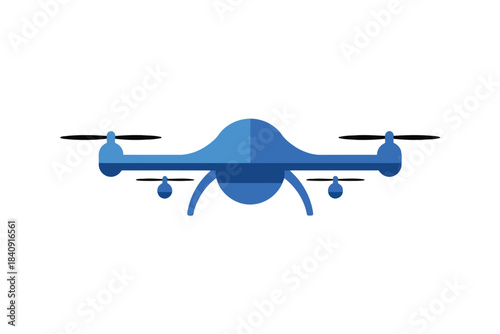 Blue quadcopter drone with black propellers on a white background aerial vehicle unmanned aerial vehicle