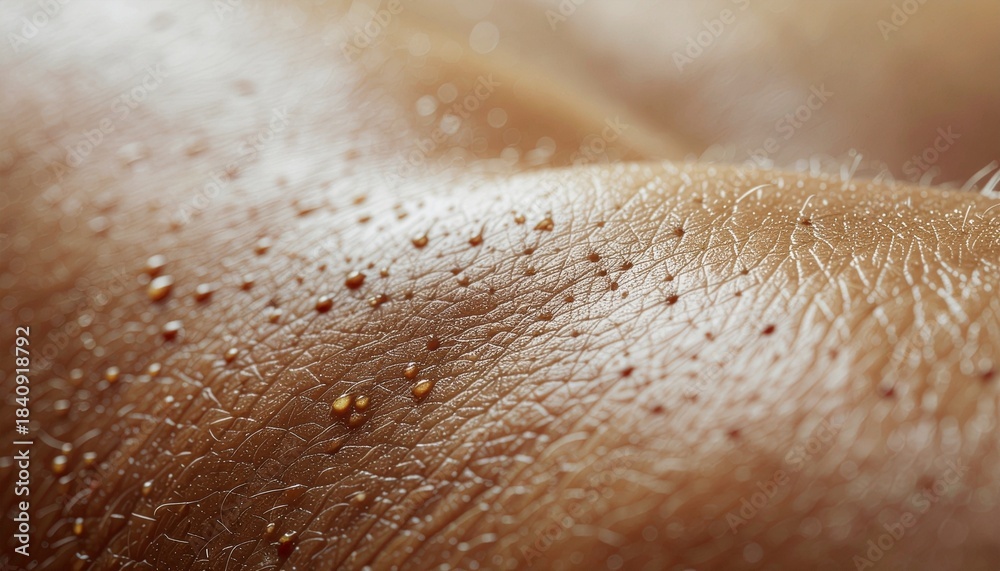Fototapeta premium Close-up of Skin with Sweat Droplets