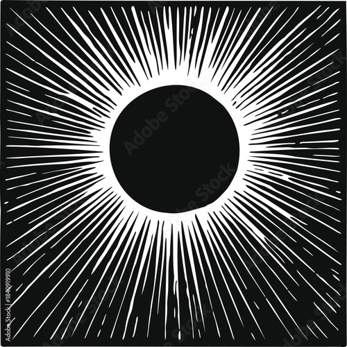 Total solar eclipse with rays