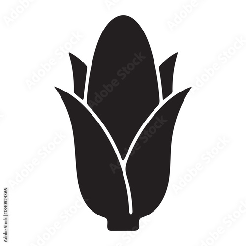 Corn on the Cob Silhouette Icon – Minimal Vector Maize Symbol for Farm and Harvest Design