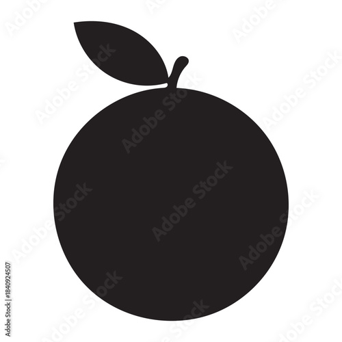 Orange Fruit Silhouette Icon - Minimal Vector Citrus Symbol for Juice and Vitamin Design