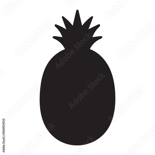 Pineapple Fruit Silhouette Icon – Minimal Vector Tropical Symbol for Summer and Travel Design