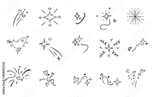 Black hand drawn firework element object for party celebration