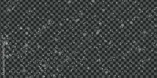 Transparent Snowfall Overlay Background – Realistic Winter Snow Particles, Frosty Cold Season Effect, Snowflake Pattern Texture for Photo Editing, Design, New Year and Holiday Projects