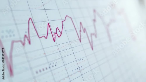 Graph showing fluctuating red line indicating data trends over time, plotted on grid