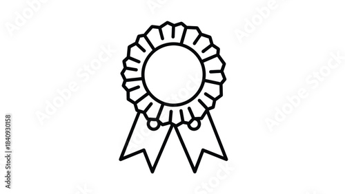 Simple black and white rosette ribbon award icon
