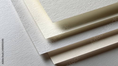 Textured sheets of fine art paper stacked in various shades on a clean surface for creative projects and artistic designs