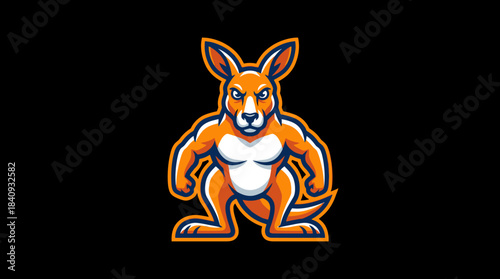 Mascot Cartoon Kangaroo Illustration Fierce and Energetic with Strong Physique