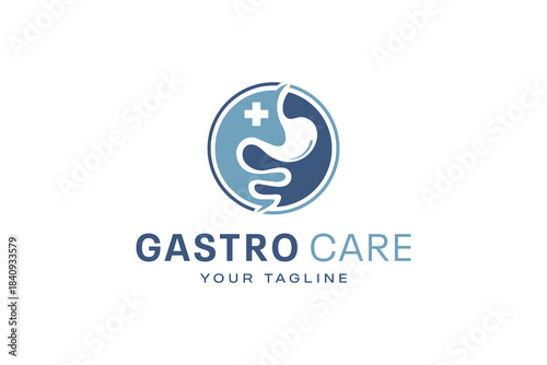 Gastro Stomach Logo . Medical Digestive Care Symbol with Cross Emblem