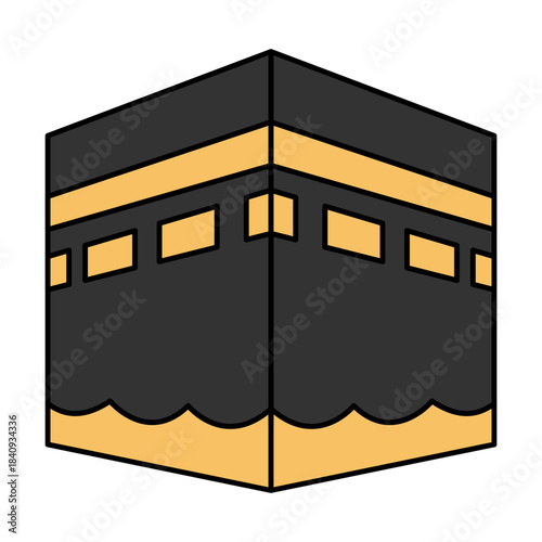 Kaaba Flat Colored Icon for Islamic Pilgrimage and Sacred Themes
