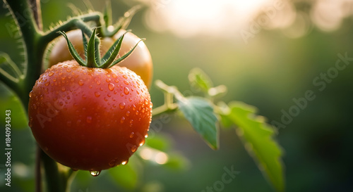 Garden fresh tomatoes glistening with morning dew