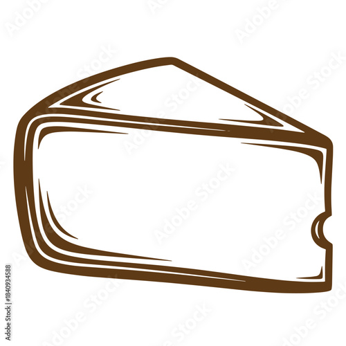 Brown sketch vintage style isolated slice of cheese on a white background for design
