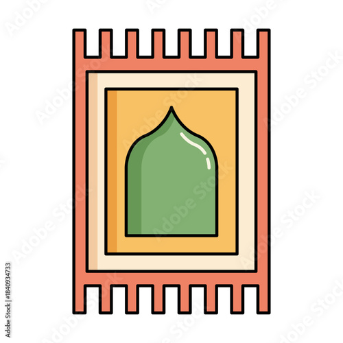 Prayer Rug Flat Colored Icon for Islamic Worship and Spiritual Themes