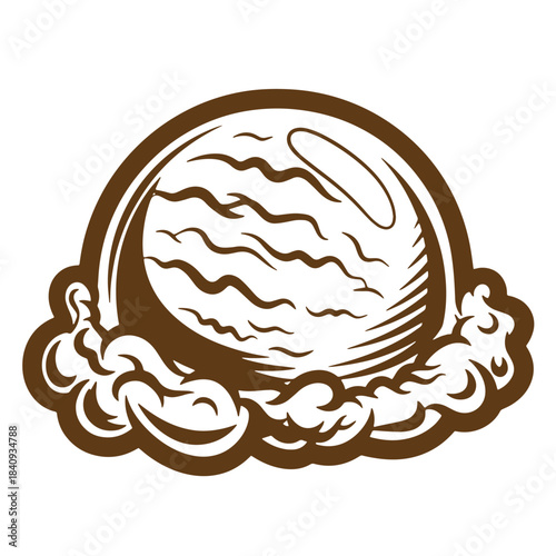 Delicious sketch vintage ice cream scoop graphic illustration isolated on a white background