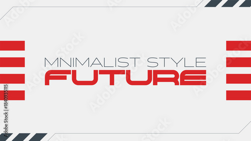 Futuristic Typography with Minimalist Mecha Frame in Dark Grey and Red, Light Grey Backdrop