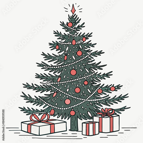 Christmas decorating ideas with a Christmas tree vector design on a white background