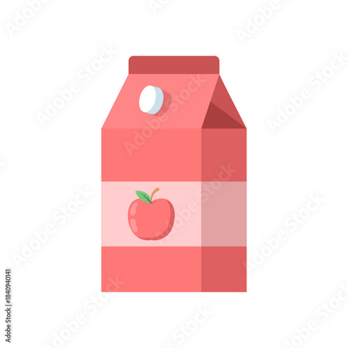 Illustration showing apple juice in a carton, symbolizing fresh beverage, smoothie drink, healthy refreshment, and packaged drink concept in flat vector style.