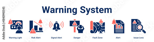 Warning System web banner icon vector illustration concept for Business with icon of Warning Light, Risk Alert, Signal Alert, Danger, Fault Zone, Alert.