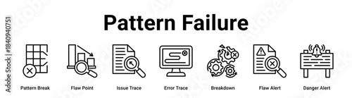 Pattern Failure web banner icon vector illustration concept for Business with icon of Pattern Break, Flaw Point, Issue Trace, Error Trace, Breakdown, Flaw Alert.