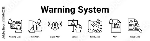 Warning System web banner icon vector illustration concept for Business with icon of Warning Light, Risk Alert, Signal Alert, Danger, Fault Zone, Alert.