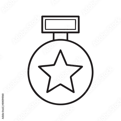 Minimalist Line Drawing of a Medal with a Star Emblem.