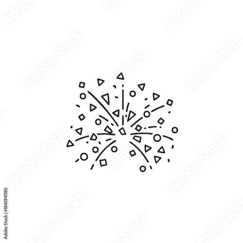 Abstract Firework Explosion with Geometric Shapes and Lines.