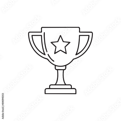 Simple Line Drawing of a Trophy Cup with a Star Emblem for Achievement.