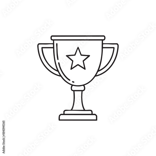 Simple Line Drawing of a Trophy Cup with a Star Emblem for Achievement.