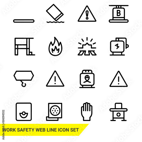 Work Safety web line icon set