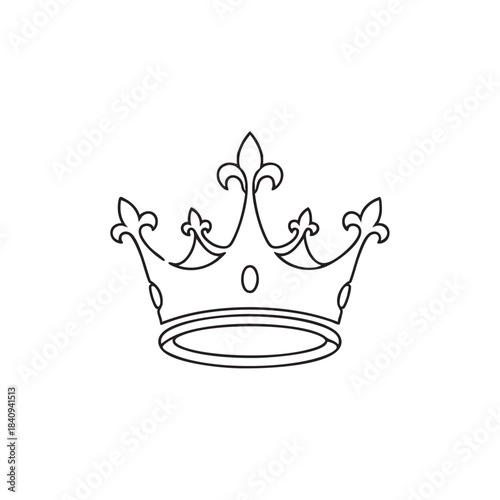 Elegant Line Drawing of a Royal Crown with Ornate Details.