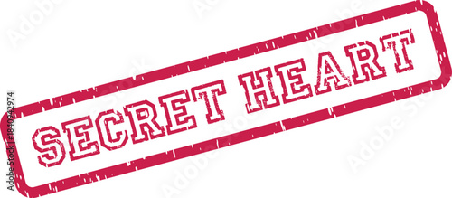 Authentic Confidential Secret Heart red rubber stamp impression with a vintage worn effect