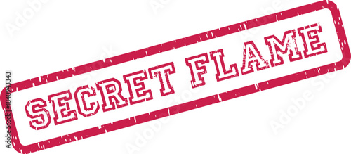 Striking aged red rubber stamp mark revealing the intense words SECRET FLAME