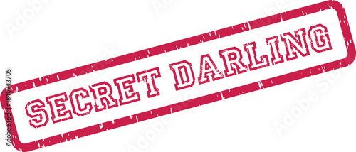 Distressed Secret Darling message on a vibrant red rectangular rubber stamp