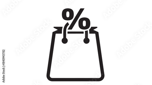 Discount shopping bag icon a simple flat vector illustration representing sales promotions and e-commerce deals.