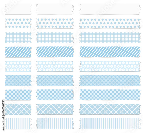 様々な形のマスキングテープ、粘着テープのアイコンのベクターイラストのセット