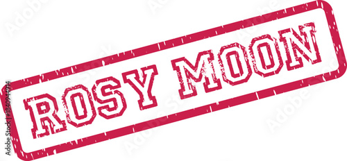 Vibrant Rosy Moon distressed rubber stamp impression for celestial themes and dreamlike nighttime inspiration