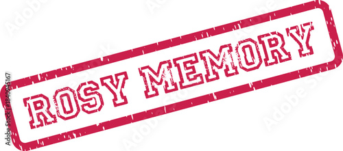 Vibrant Rosy Memory distressed rubber stamp impression for historical recollection and warm past experiences