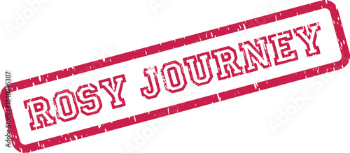 Rosy Journey vintage rubber stamp mark symbolizing progress and future travels
