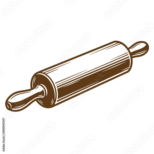 Artistic sketch illustration of a detailed rolling pin for baking and culinary design