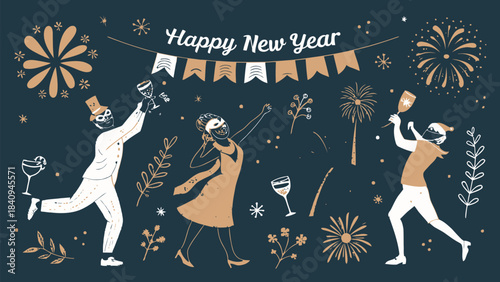 Dynamic Silhouette Set: Masks, Bells, Feathers. Festive Carnival Celebration, Mardi Gras Holiday Theme Design.