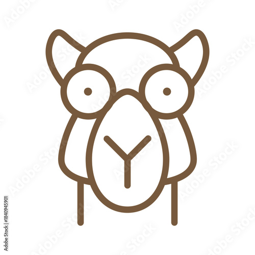 Camel Milk Icon. Minimal Line Illustration of Camel Head, Symbolizing Desert Dairy, Bedouin Culture and Camel Milk Production. Isolated Outline Vector Sign.