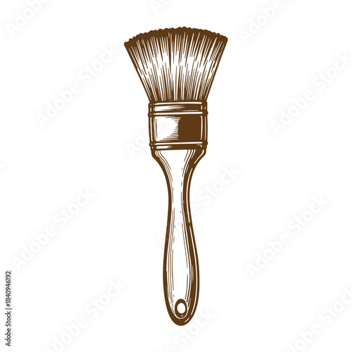 Brown sketch vintage paintbrush illustration isolated on white background for design projects
