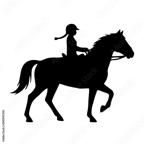 Black Horse Rider Silhouette Vector Illustration