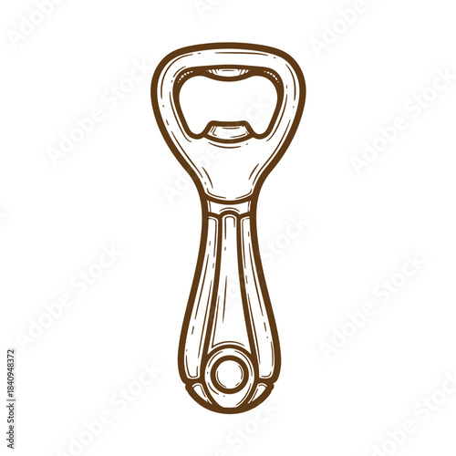 Detailed vintage sketch illustration of a bottle opener in a hand drawn artistic style