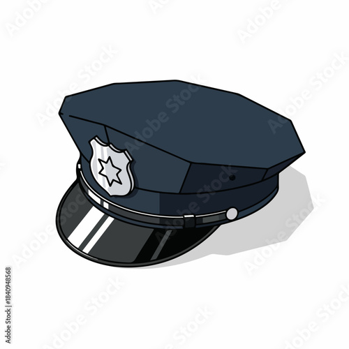 Realistic Detailed Policeman Hat Uniform Cap Object Illustration