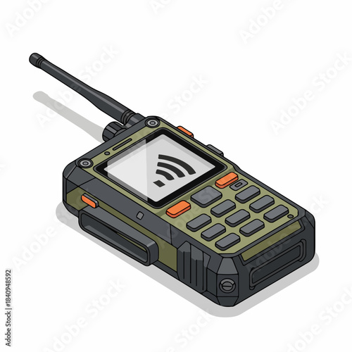 Isometric Detailed Radio Transceiver Communication Device Walkie Talkie Icon