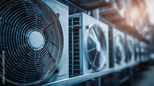 Wallpaper Mural Air conditioner fans rotating in industrial setting Torontodigital.ca